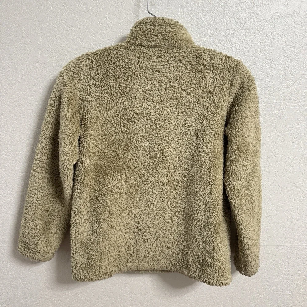 Patagonia Los Gatos Fleece Pullover Girls M 10 Tan Sherpa Quarter Zip Warm Cozy‎